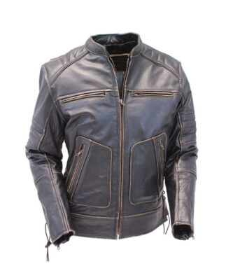 Black Leather Motorcycle Jacket - Bomber Leather Jackets