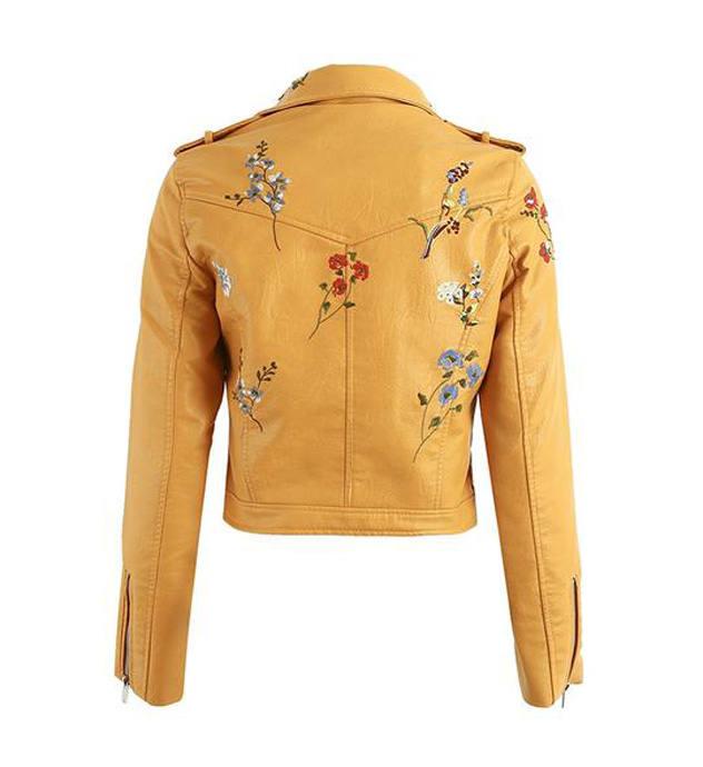 Floral Embroidered Leather Jacket - Bomber Leather Jackets