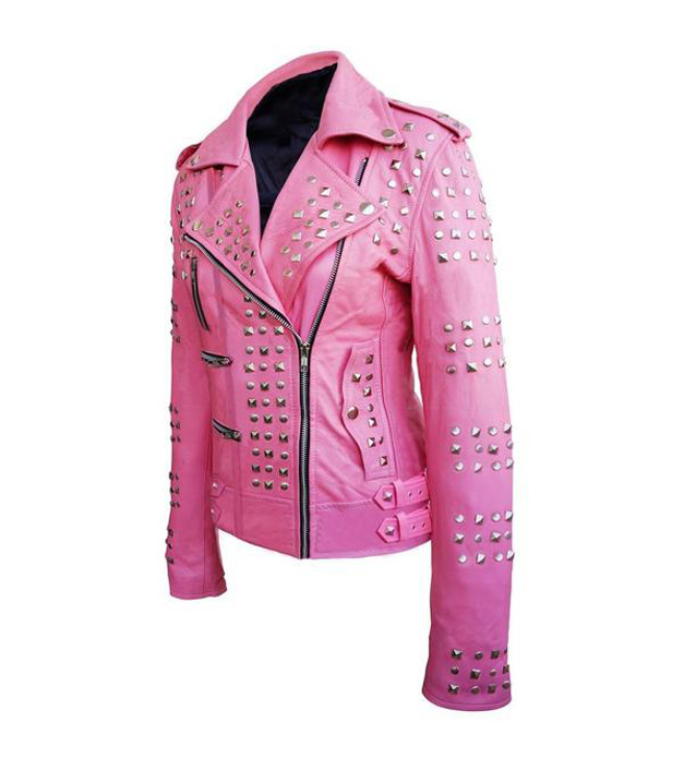 Womens Pink Leather Jacket - Bomber Leather Jackets