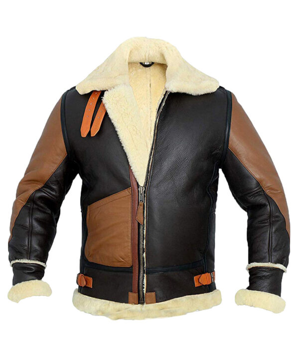 Leather Aviator Jacket With Fur Collar - Bomber Leather Jackets