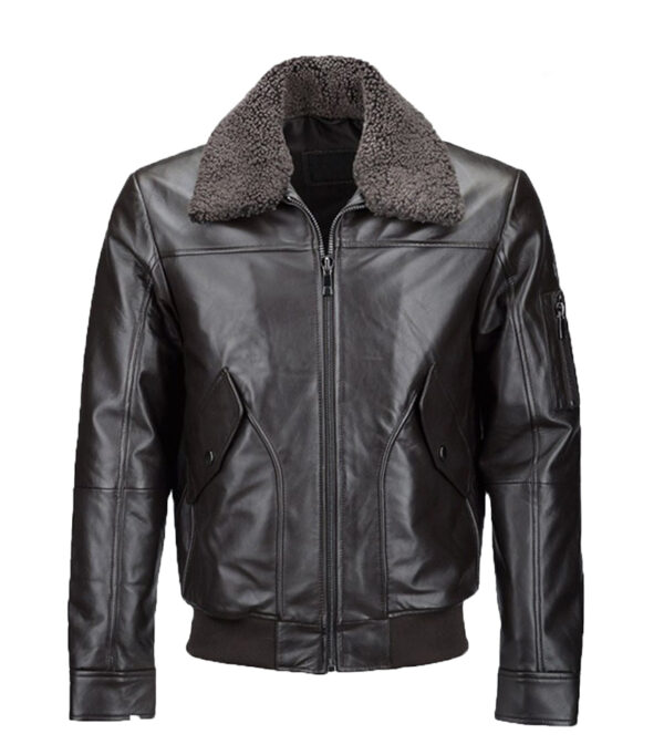 Mens Black Leather Aviator Jacket - Bomber Leather Jackets